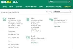 Bet365 contact form